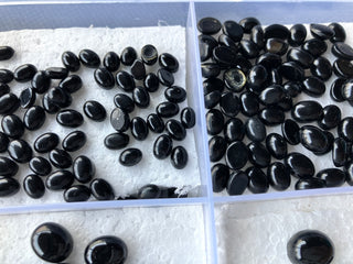 Black Onyx Oval Shaped Smooth Flat Back Loose Gemstone Cabochons, 6mm/8mm/10mm/11mm/12mm/14mm/16mm/18mm/22mm Black Onyx Oval,GDS2277