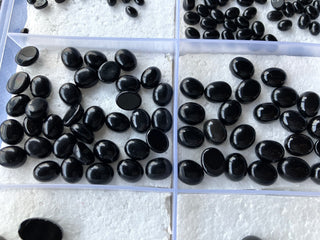 Black Onyx Oval Shaped Smooth Flat Back Loose Gemstone Cabochons, 6mm/8mm/10mm/11mm/12mm/14mm/16mm/18mm/22mm Black Onyx Oval,GDS2277