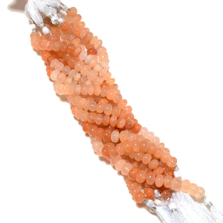 Natural Orange Smooth Moonstone Rondelle Beads, 9mm Orange Rondelle Moonstone Gemstone Beads, 8 Inch Strand, GDS2190