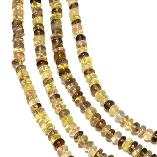 Bi Color Shaded Yellow Brown Lemon Quartz Smooth Rondelle Beads, 8mm Bi Color Brown Lemon Quartz Beads, 8 Inch Strand, GDS2186