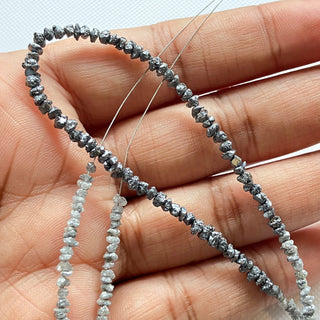 Yellow Ombre Grey Ombre Natural Raw Rough Uncut Diamond Beads Loose, 2mm To 3mm Conflict Free Earth Mined, 8/16 Inch Strand, SKU-19/1