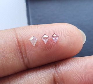 3 Pieces 0.19CTW/3.5mm Clear Pink Fancy Kite Shaped Faceted Rose Cut Diamond Loose, Pink Rose Cut Loose Diamond For Ring, DDS783/1