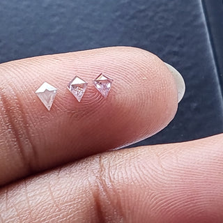 3 Pieces 0.19CTW/3.5mm Clear Pink Fancy Kite Shaped Faceted Rose Cut Diamond Loose, Pink Rose Cut Loose Diamond For Ring, DDS783/1