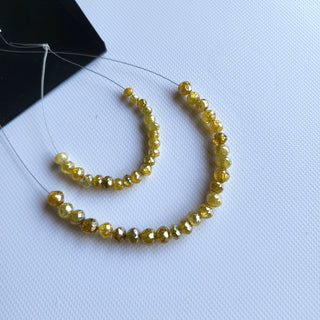 3mm/4mm/5mm Yellow Diamond Rondelle Beads, 1.5mm Large Hole Faceted Natural Yellow Diamond Beads Loose, DDS780/7