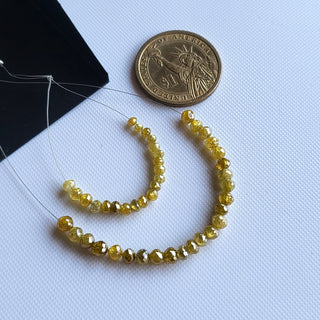 3mm/4mm/5mm Yellow Diamond Rondelle Beads, 1.5mm Large Hole Faceted Natural Yellow Diamond Beads Loose, DDS780/7