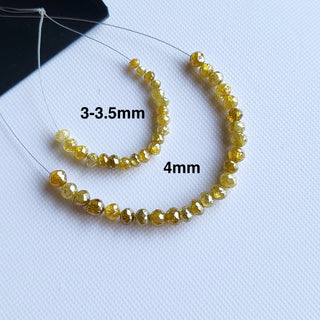 3mm/4mm/5mm Yellow Diamond Rondelle Beads, 1.5mm Large Hole Faceted Natural Yellow Diamond Beads Loose, DDS780/7