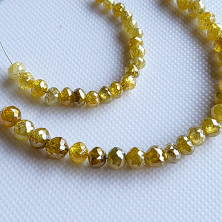 3mm/4mm/5mm Yellow Diamond Rondelle Beads, 1.5mm Large Hole Faceted Natural Yellow Diamond Beads Loose, DDS780/7