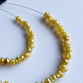 3mm/4mm/5mm Yellow Diamond Rondelle Beads, 1.5mm Large Hole Faceted Natural Yellow Diamond Beads Loose, DDS780/7