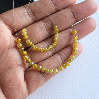 3mm/4mm/5mm Yellow Diamond Rondelle Beads, 1.5mm Large Hole Faceted Natural Yellow Diamond Beads Loose, DDS780/7