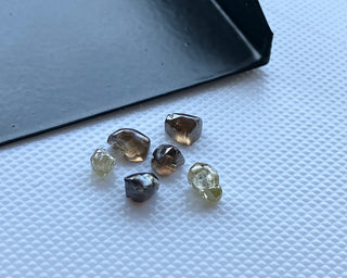 Set of 6 Pieces/1.98 CTW 2.5mm to 5mm Raw Rough Diamonds Loose, Clear Brown Yellow Rough Diamond Stone For Ring Necklace Jewelry DDS781/1