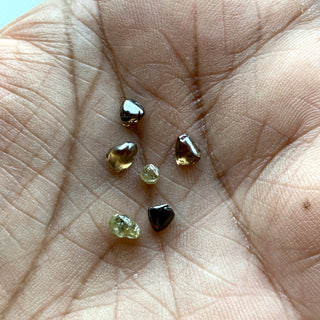 Set of 6 Pieces/1.98 CTW 2.5mm to 5mm Raw Rough Diamonds Loose, Clear Brown Yellow Rough Diamond Stone For Ring Necklace Jewelry DDS781/1