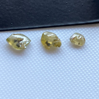 Set Of 3 Piece/2.35CTW Raw Diamond Loose For Rings Necklace Jewelry, 5.4mm to 8.2mm Clear Yellow Smooth Rough Earth Mined Diamonds, DDS781/3