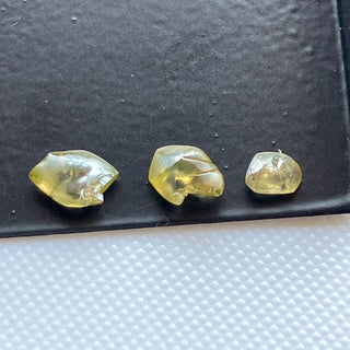 Set Of 3 Piece/2.35CTW Raw Diamond Loose For Rings Necklace Jewelry, 5.4mm to 8.2mm Clear Yellow Smooth Rough Earth Mined Diamonds, DDS781/3