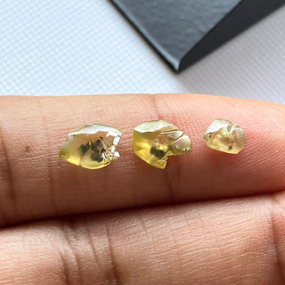 Set Of 3 Piece/2.35CTW Raw Diamond Loose For Rings Necklace Jewelry, 5.4mm to 8.2mm Clear Yellow Smooth Rough Earth Mined Diamonds, DDS781/3