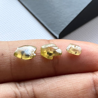 Set Of 3 Piece/2.35CTW Raw Diamond Loose For Rings Necklace Jewelry, 5.4mm to 8.2mm Clear Yellow Smooth Rough Earth Mined Diamonds, DDS781/3