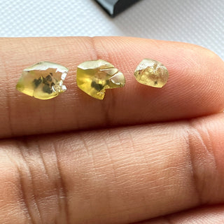 Set Of 3 Piece/2.35CTW Raw Diamond Loose For Rings Necklace Jewelry, 5.4mm to 8.2mm Clear Yellow Smooth Rough Earth Mined Diamonds, DDS781/3