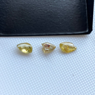 Set Of 3 Piece/1.75CTW Raw Diamond Loose For Rings Necklace Jewelry, 5.6mm To 7.7mm Clear Yellow Smooth Earth Mined Diamonds Loose, DDS781/4