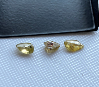 Set Of 3 Piece/1.75CTW Raw Diamond Loose For Rings Necklace Jewelry, 5.6mm To 7.7mm Clear Yellow Smooth Earth Mined Diamonds Loose, DDS781/4