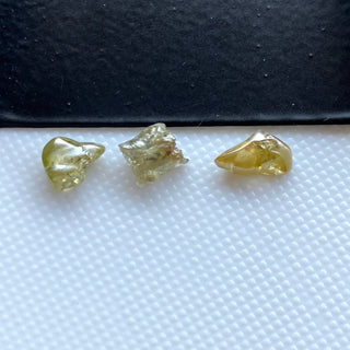 Set Of 3 Pieces/2.43CTW Raw Diamond Loose For Rings Necklace Jewelry, 6.5mm to 8mm Clear Yellow Smooth Rough Earth Mined Diamonds, DDS781/5