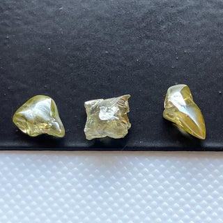 Set Of 3 Pieces/2.43CTW Raw Diamond Loose For Rings Necklace Jewelry, 6.5mm to 8mm Clear Yellow Smooth Rough Earth Mined Diamonds, DDS781/5