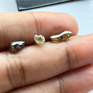 Set Of 3 Pieces/2.49CTW Raw Diamond Loose For Rings Necklace Jewelry, 10.4mm To 5mm Clear Yellow Brown Smooth Earth Mined Diamonds, DDS781/6