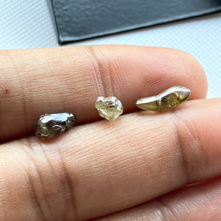 Set Of 3 Pieces/2.49CTW Raw Diamond Loose For Rings Necklace Jewelry, 10.4mm To 5mm Clear Yellow Brown Smooth Earth Mined Diamonds, DDS781/6