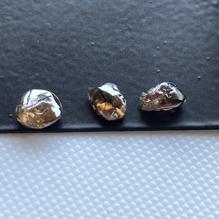 Set Of 3 Pieces/1.96CTW Raw Diamond Loose For Rings Necklace Jewelry, 6mm Clear Brown Smooth Raw Rough Earth Mined Diamonds, DDS781/7
