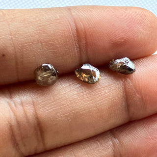 Set Of 3 Pieces/1.96CTW Raw Diamond Loose For Rings Necklace Jewelry, 6mm Clear Brown Smooth Raw Rough Earth Mined Diamonds, DDS781/7