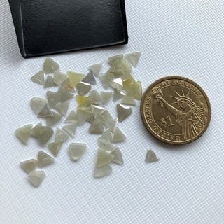 10 Pieces Natural White Yellow Diamond Polished Triangle Slice, 4.5mm To 8mm Triangle Shaped White Raw Rough Polished Diamond, DDS786/4