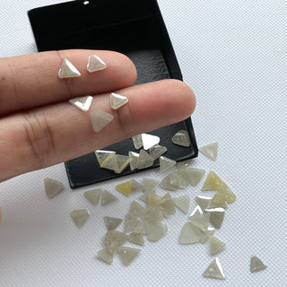 10 Pieces Natural White Yellow Diamond Polished Triangle Slice, 4.5mm To 8mm Triangle Shaped White Raw Rough Polished Diamond, DDS786/4