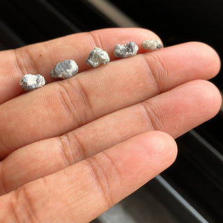 5 Pieces/5.92CTW 6.5mm To 8.5mm Rare Natural Two Tone Raw Rough Grey Black Diamond Loose, Natural Raw Rough Loose Diamond, DDS788/2