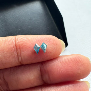 2 Pieces 5x3mm Kite Shield Shaped Fancy Blue Rose Cut Natural Diamond, Unique Blue Diamond For Ring Earrings, DDS680/40