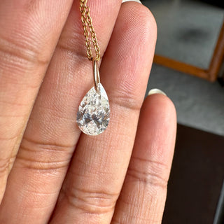14K Solid Gold 1 Ct To 7 Ct IGI Certified Drilled Pear/Round/Princess/Emerald/Oval/Radiant/Heart/Marquise Cut Floating