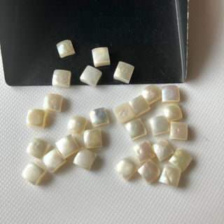 10 Pieces 5x5mm Natural Fresh Water White Pearl Square Shaped Gemstones, Cabochons, White Pearl Gemstone For Making Jewelry, GDS1227/5