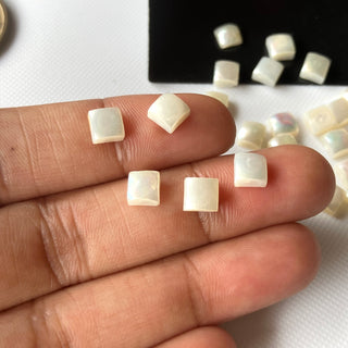 10 Pieces 5x5mm Natural Fresh Water White Pearl Square Shaped Gemstones, Cabochons, White Pearl Gemstone For Making Jewelry, GDS1227/5