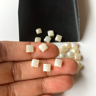 10 Pieces 5x5mm Natural Fresh Water White Pearl Square Shaped Gemstones, Cabochons, White Pearl Gemstone For Making Jewelry, GDS1227/5