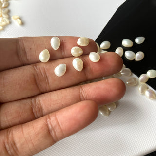 7x5mm 10 Pieces Natural Fresh Water White Pearl Pear Shaped Gemstones Cabochons, White Pearl Gemstone For Making Jewelry, GDS1227/4