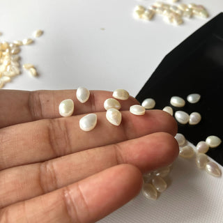 7x5mm 10 Pieces Natural Fresh Water White Pearl Pear Shaped Gemstones Cabochons, White Pearl Gemstone For Making Jewelry, GDS1227/4