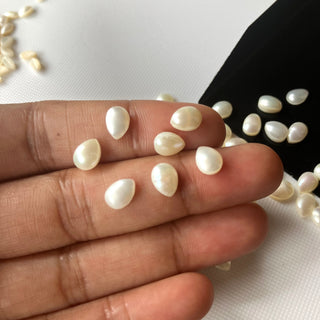 7x5mm 10 Pieces Natural Fresh Water White Pearl Pear Shaped Gemstones Cabochons, White Pearl Gemstone For Making Jewelry, GDS1227/4