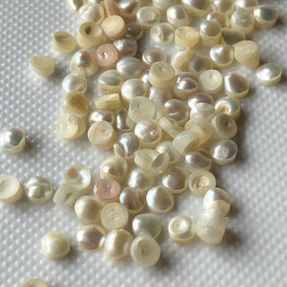 20 Pieces Natural Fresh Water Round White Pearls, 3mm/4mm White Pearl Flat Back Gemstone Cabochons For Jewelry, GDS1227/2