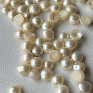 20 Pieces Natural Fresh Water Round White Pearls, 3mm/4mm White Pearl Flat Back Gemstone Cabochons For Jewelry, GDS1227/2