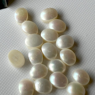 5x3mm/6x4mm/8x6mm Oval Shaped Fresh Water White Pearls Flat Back Cabochons For Jewelry Making, Calibrated Oval Pearls, GDS1227/3