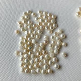 4mm/5mm/6mm/8mm Natural Fresh Water White Round Button Pearls Cabochons, 10 Pieces/20 Pieces White Pearl Gemstone For Jewelry, GDS1227/1