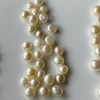 4mm/5mm/6mm/8mm Natural Fresh Water White Round Button Pearls Cabochons, 10 Pieces/20 Pieces White Pearl Gemstone For Jewelry, GDS1227/1