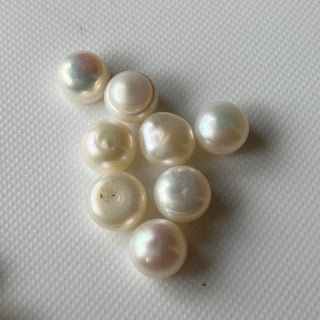 4mm/5mm/6mm/8mm Natural Fresh Water White Round Button Pearls Cabochons, 10 Pieces/20 Pieces White Pearl Gemstone For Jewelry, GDS1227/1