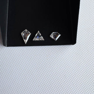 White Fancy Shield Shaped/Kite Shape/Triangle Lab Grown Rose Cut Diamond, Flat Back CVD Diamond Loose For Rings Jewelry, LG38/11
