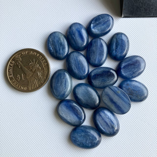 2 Pieces 18x13mm/20x15mm Oval Shaped Natural Blue Kyanite Gemstone Loose Cabochons, Smooth Flat Back Blue Kyanite For Jewelry, GDS2274/4