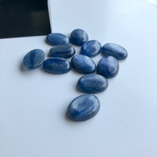 2 Pieces 18x13mm/20x15mm Oval Shaped Natural Blue Kyanite Gemstone Loose Cabochons, Smooth Flat Back Blue Kyanite For Jewelry, GDS2274/4