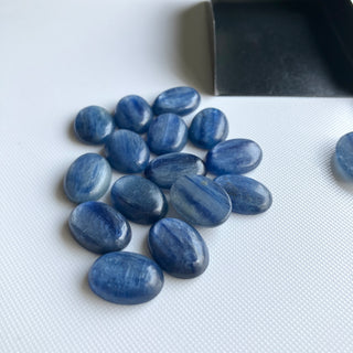 2 Pieces 18x13mm/20x15mm Oval Shaped Natural Blue Kyanite Gemstone Loose Cabochons, Smooth Flat Back Blue Kyanite For Jewelry, GDS2274/4