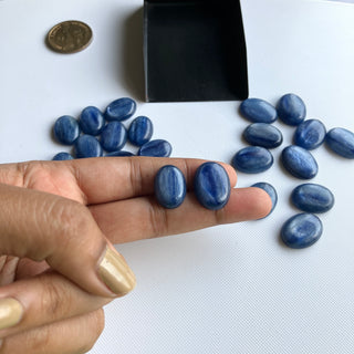 2 Pieces 18x13mm/20x15mm Oval Shaped Natural Blue Kyanite Gemstone Loose Cabochons, Smooth Flat Back Blue Kyanite For Jewelry, GDS2274/4